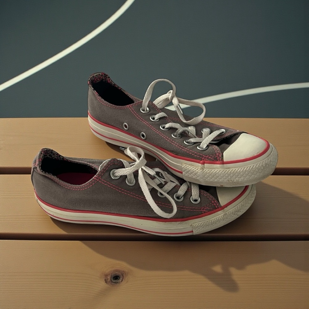 Converse Gray and Pink Canvas Sneakers Size 7 Woman’s All Star Converse